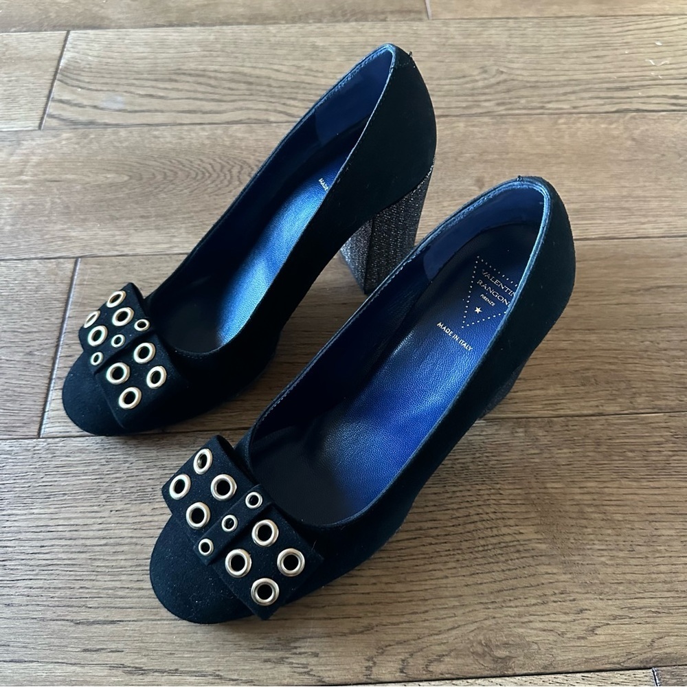 NEW VALENTINA RANGONI FIRENZE MADE IN ITALY Block Heel Pumps Shoes Sz 7